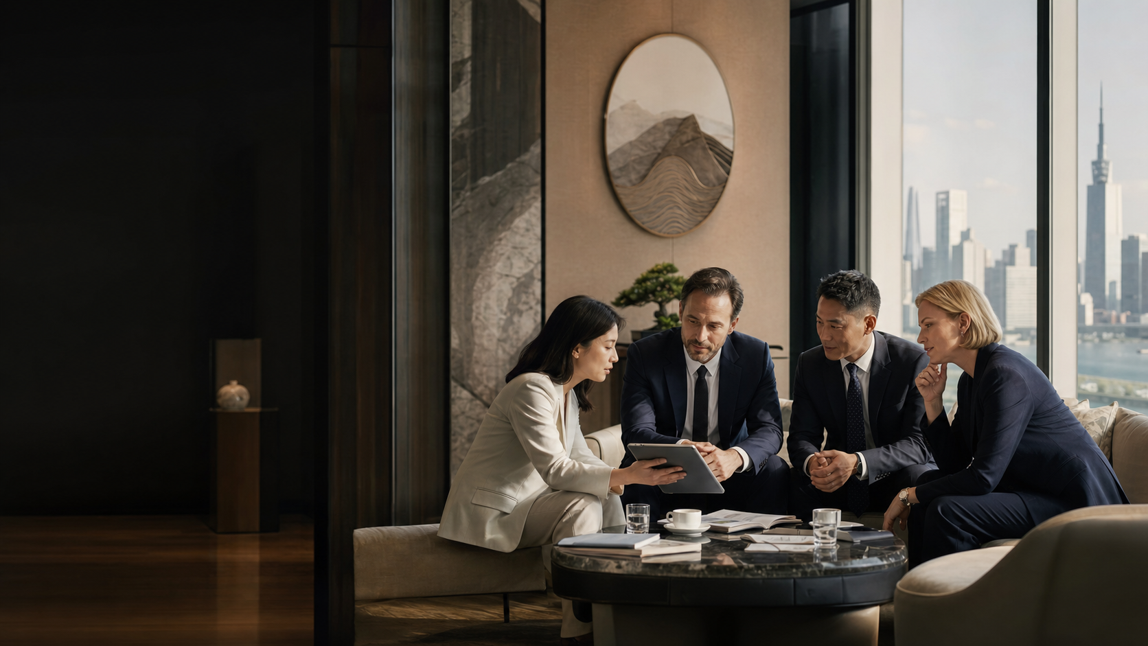 International business visitors in a meeting in China
